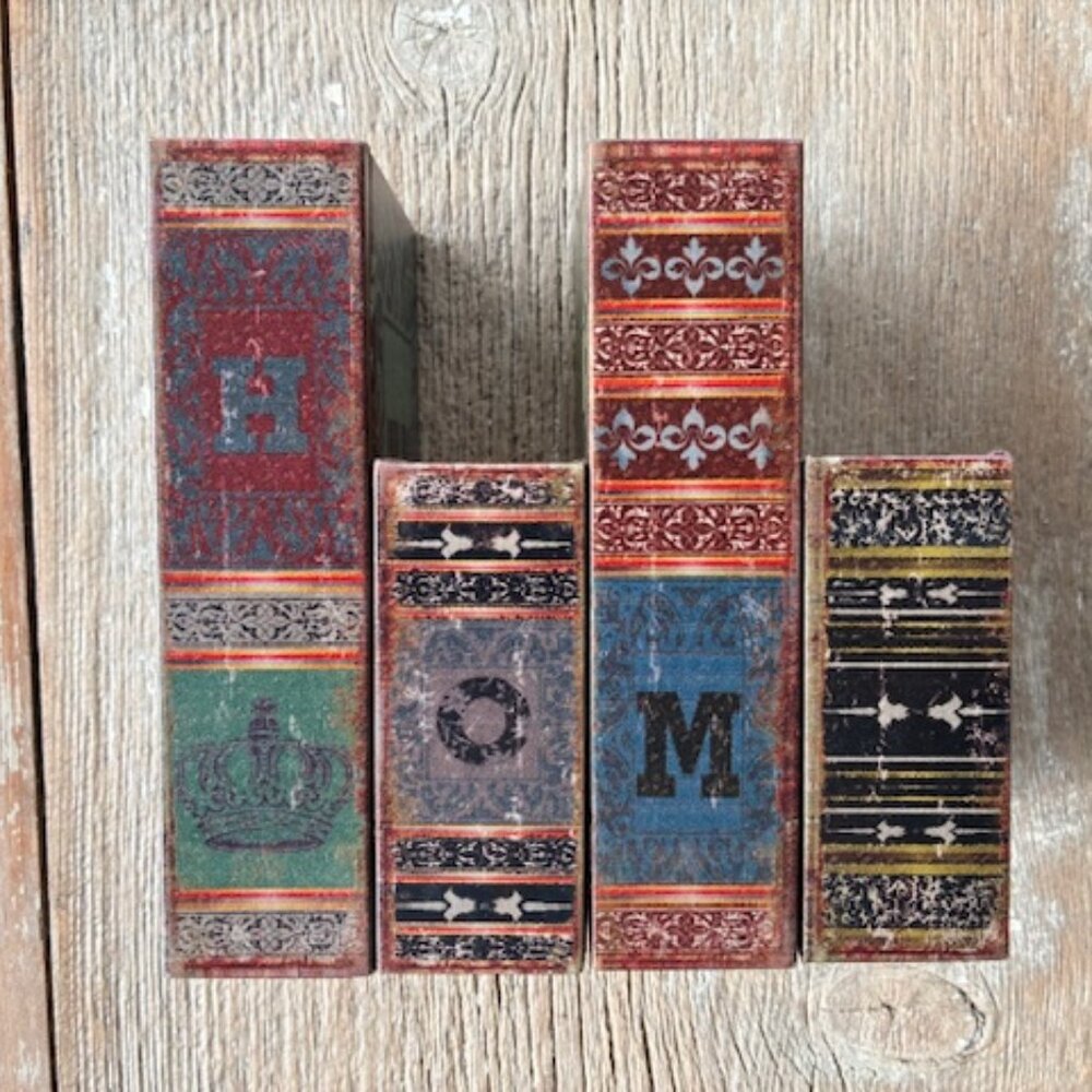 Fake rustic books hide treasures home decor